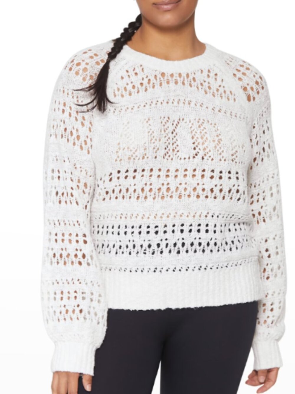 Spiritual Gangster Amore Crochet Crew Neck Sweater Cream White - Large - NWOT